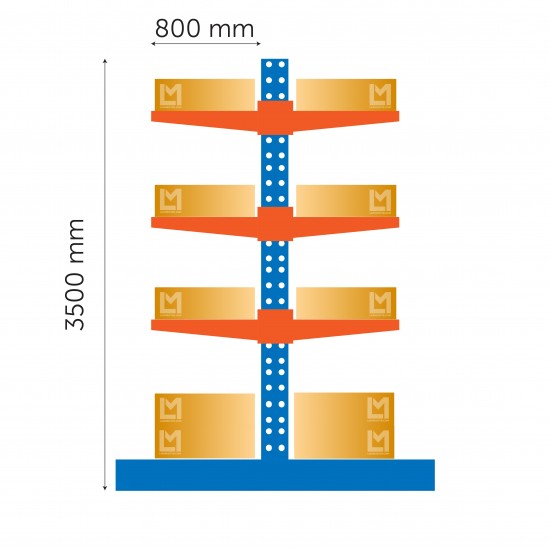 Основная часть двухсторонней консольной полки 3500 x 1200 x 800 мм*2