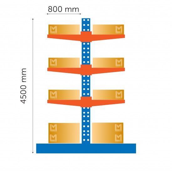 Основной корпус двусторонней консольной полки 4500 x 1200 x 800 мм*2