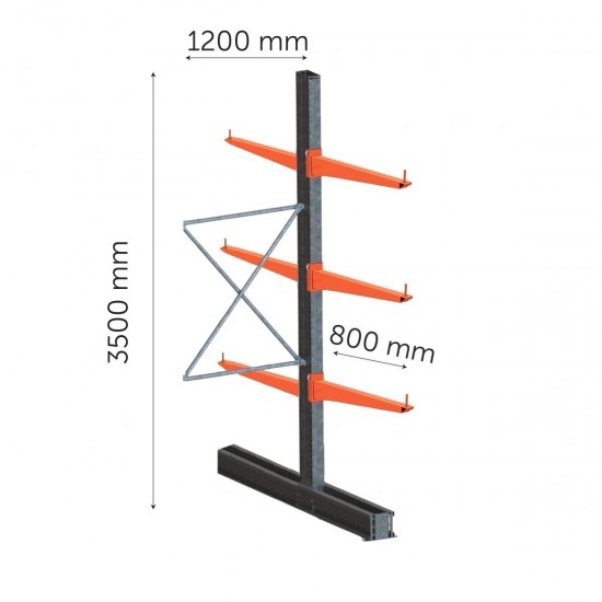 Divpusējās konsoles plaukta pagarinājums 3500 x 1200 x 800 mm2