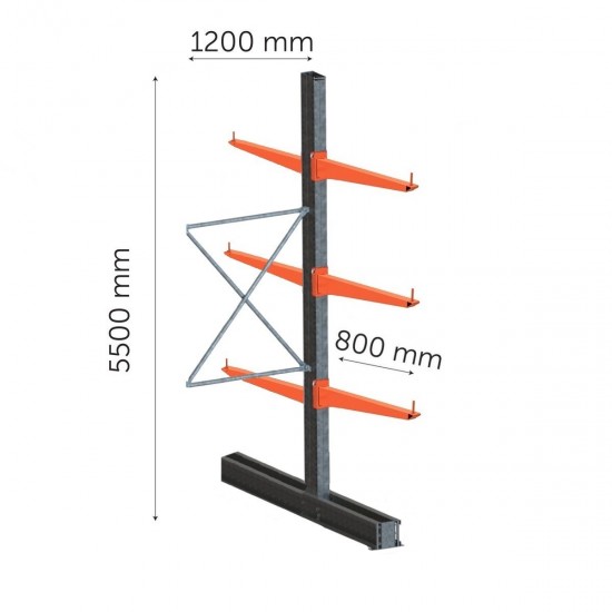 Divpusējās konsoles plaukta pagarinājums 5500 x 1200 x 800 mm2