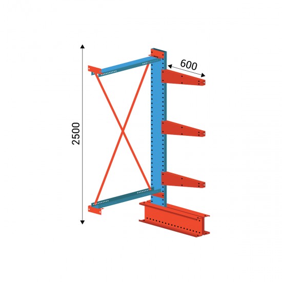 Viegls pagarināts konsoles plaukts 2400 x 1500 x 600 mm