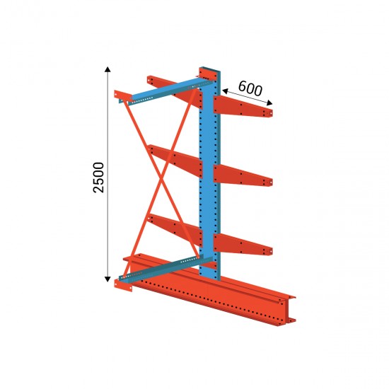 Viegls divpusējs pagarināts konsoles plaukts 2400 x 1500 x 600 mm