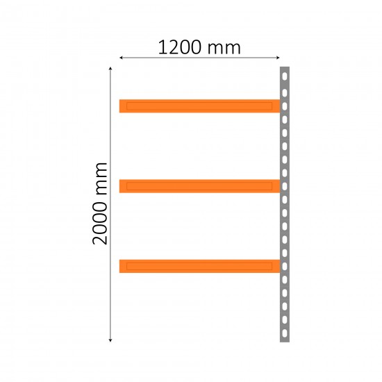 Pagarināts mediju plaukts 2000 x 1200 x 600 mm