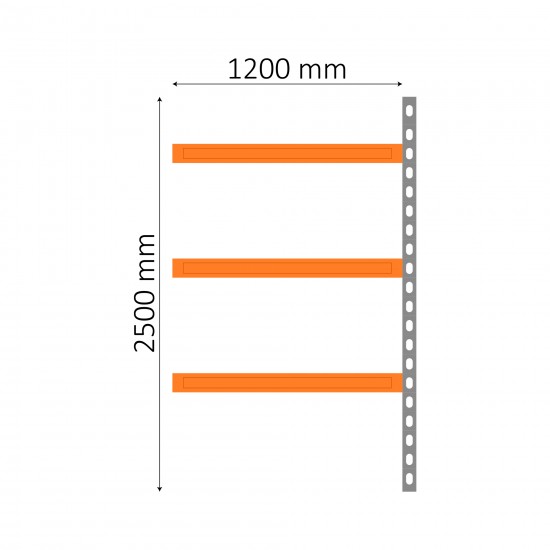 Pagarināts mediju plaukts 2500 x 1200 x 800 mm