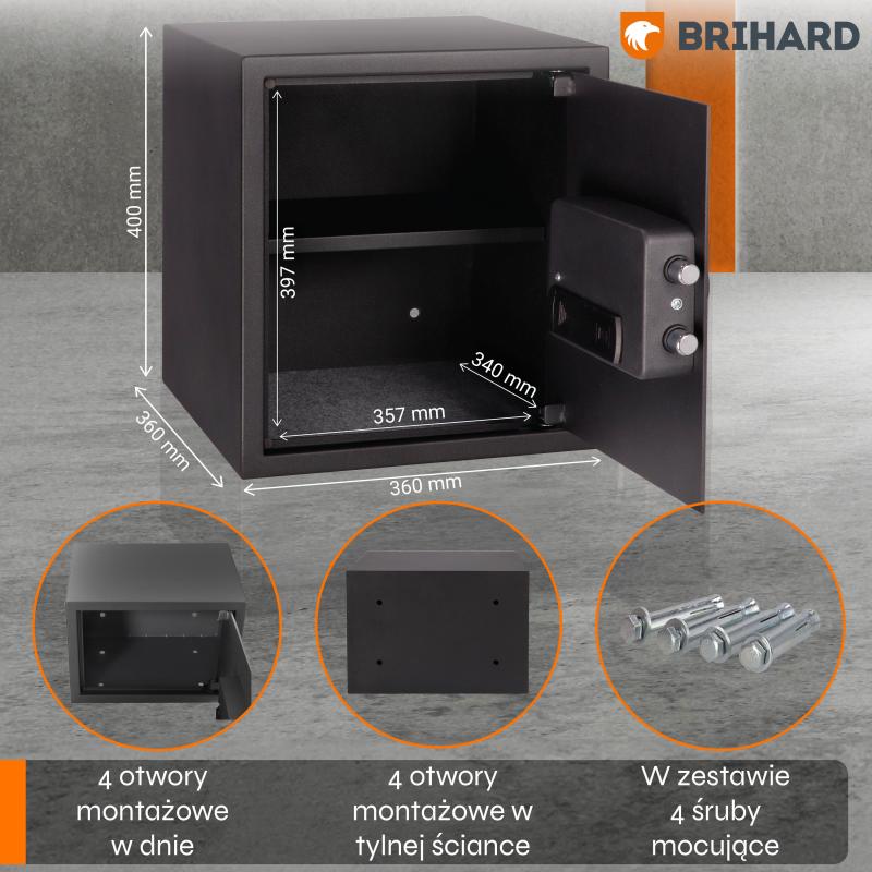 Brihard Business LED E Black Pearl Mēbeļu seifs
