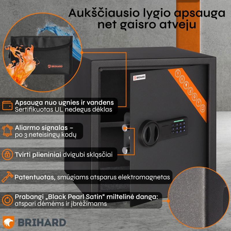Brihard Business LED E Black Pearl Mēbeļu seifs