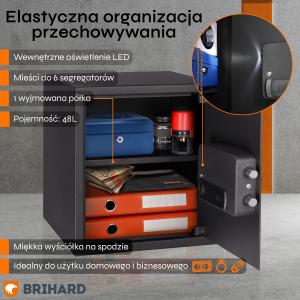 Brihard Business LED E Black Pearl Mēbeļu seifs