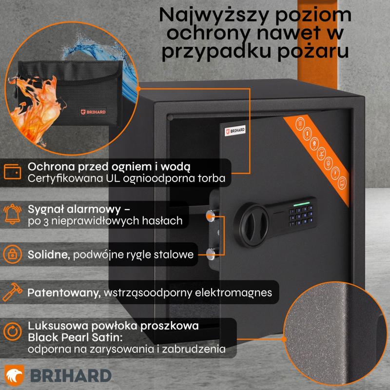 Brihard Business LED E Black Pearl Mēbeļu seifs
