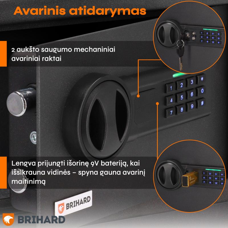 Brihard Business LED E Black Pearl Mēbeļu seifs