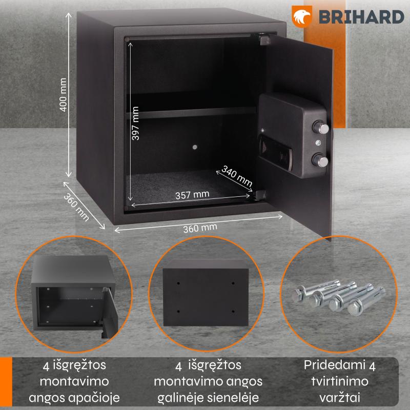 Brihard Business LED E Black Pearl Mēbeļu seifs