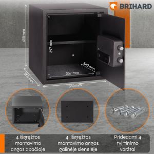 Brihard Business LED E Black Pearl Mēbeļu seifs