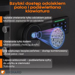 Brihard Business XL Biometric Black Pearl biroja seifs
