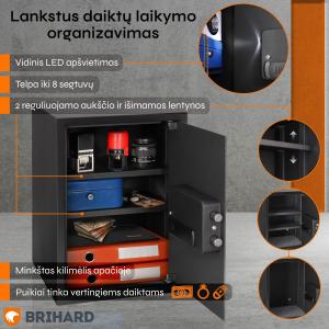 Brihard Business XL Biometric Black Pearl biroja seifs