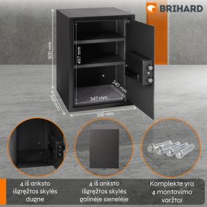 Brihard Business XL Biometric Black Pearl biroja seifs
