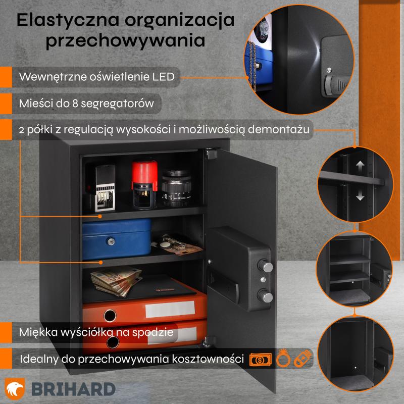 Brihard Business XL Biometric Black Pearl biroja seifs