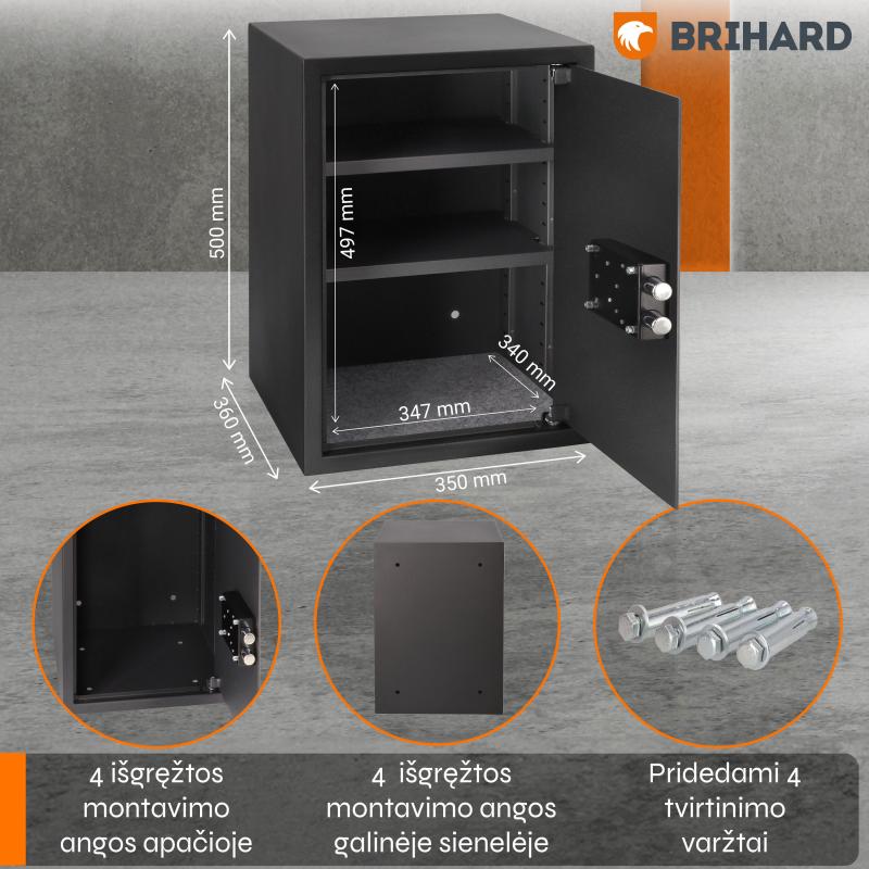 Brihard Business XL K Black Pearl biroja seifs