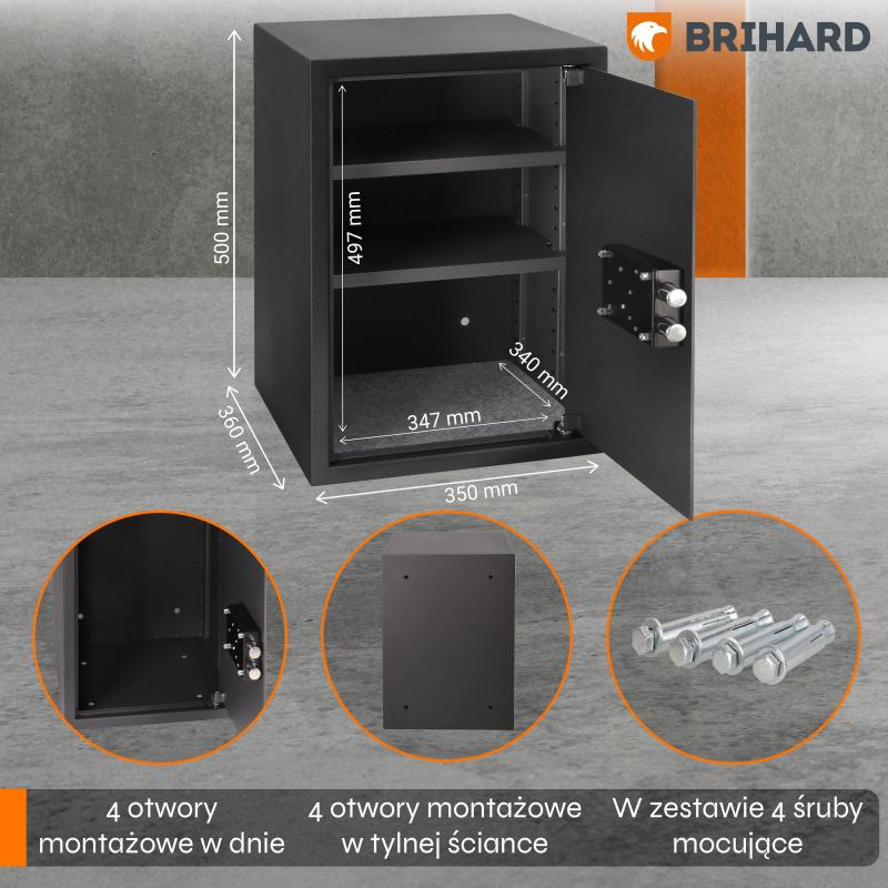 Brihard Business XL K Black Pearl biroja seifs