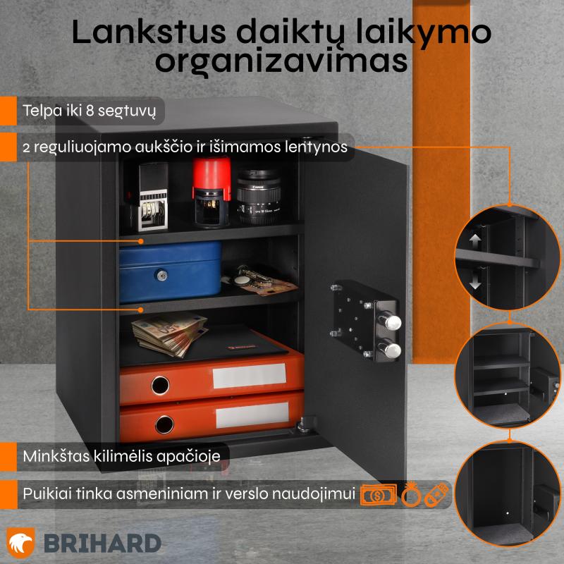 Brihard Business XL K Black Pearl biroja seifs