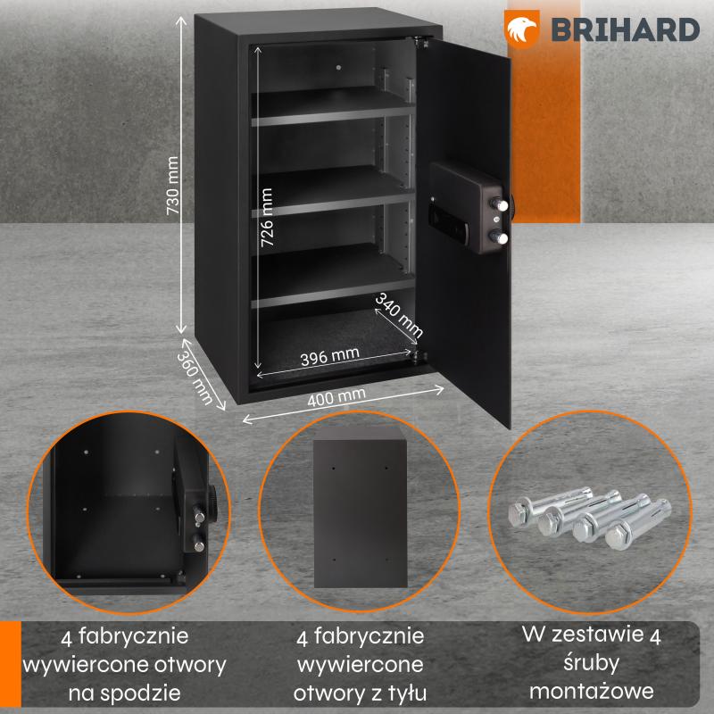 Brihard Business XXL Biometric Black Pearl biroja seifs