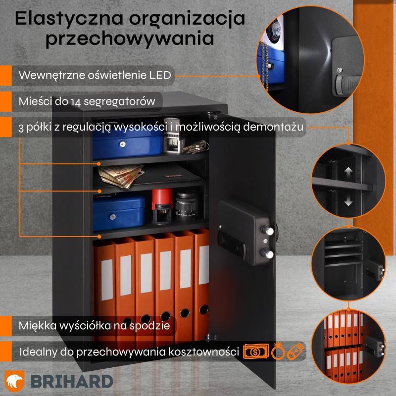 Brihard Business XXL Biometric Black Pearl biroja seifs
