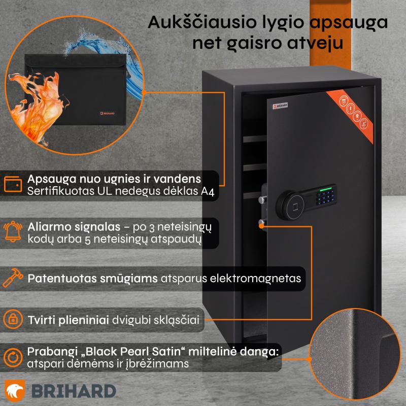 Brihard Business XXL Biometric Black Pearl biroja seifs
