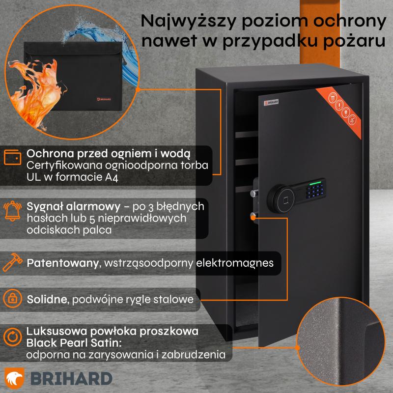 Brihard Business XXL Biometric Black Pearl biroja seifs