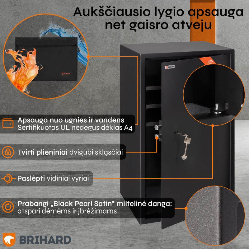 Brihard Business XXL K Black Pearl biroja seifs
