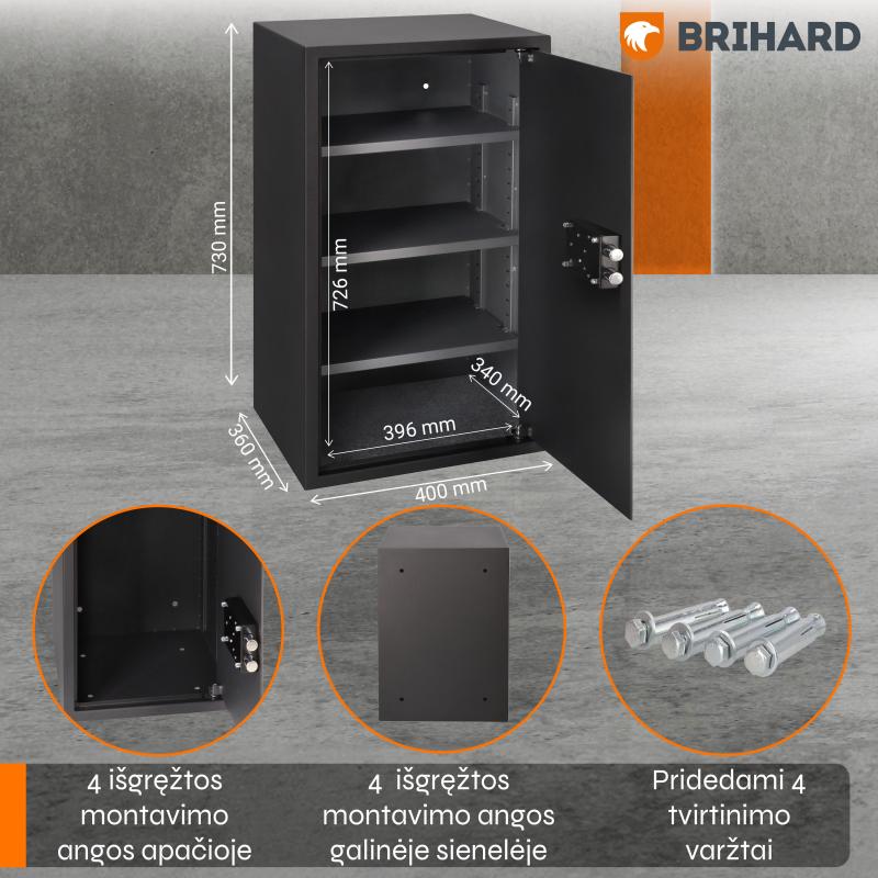 Brihard Business XXL K Black Pearl biroja seifs