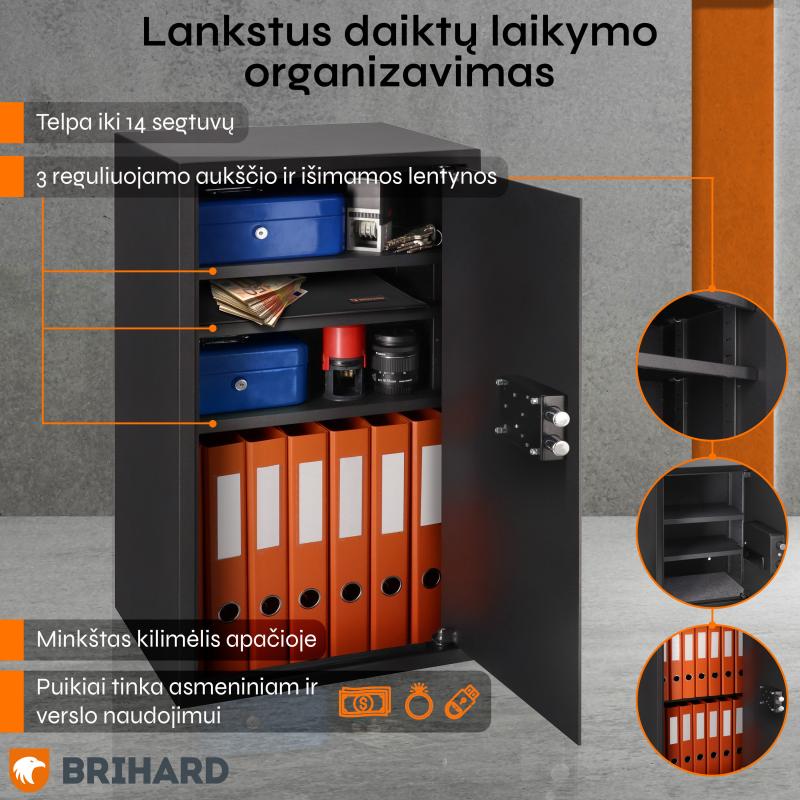 Brihard Business XXL K Black Pearl biroja seifs