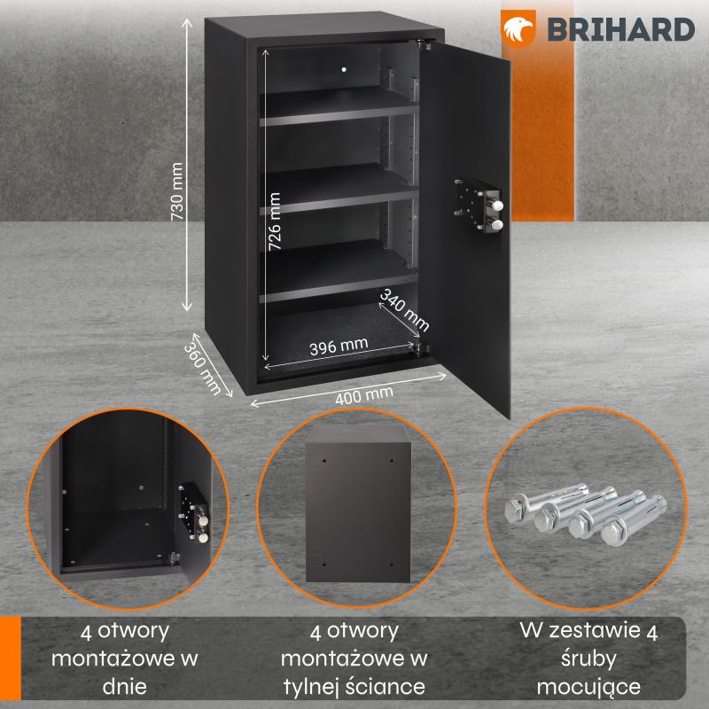 Brihard Business XXL K Black Pearl biroja seifs