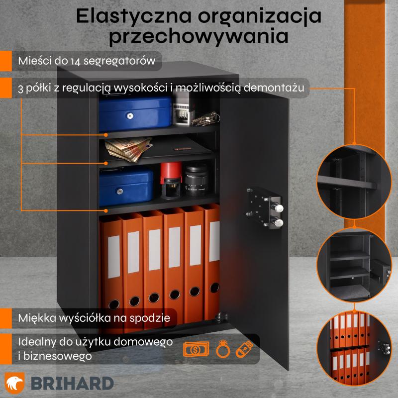 Brihard Business XXL K Black Pearl biroja seifs