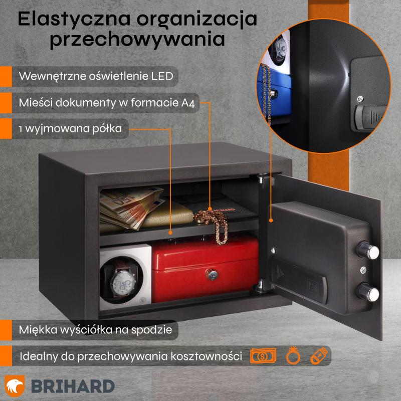 Brihard Family Biometric Black Pearl mēbeļu seifs