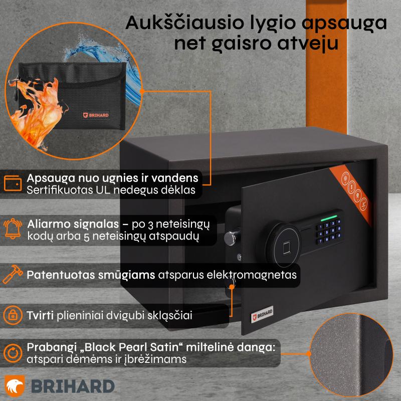 Brihard Family Biometric Black Pearl mēbeļu seifs