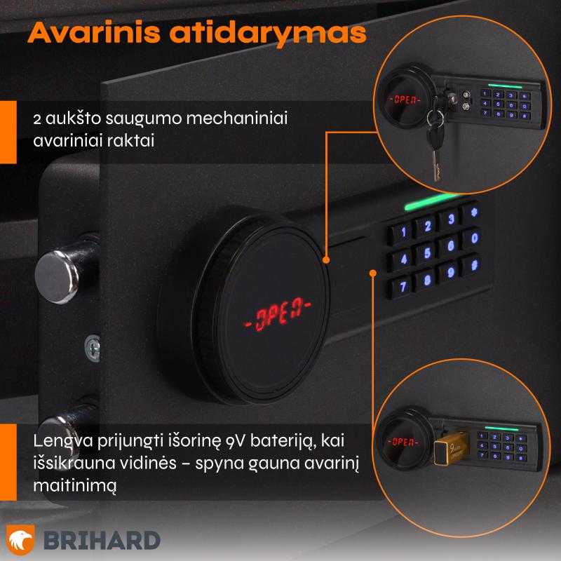 Brihard Family LCD Black Pearl Mēbeļu seifs