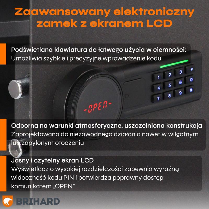 Brihard Family LCD Black Pearl Mēbeļu seifs