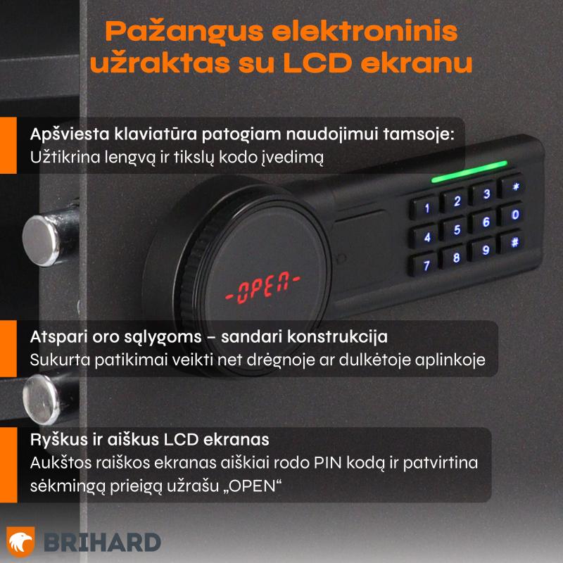 Brihard Family LCD Black Pearl Mēbeļu seifs