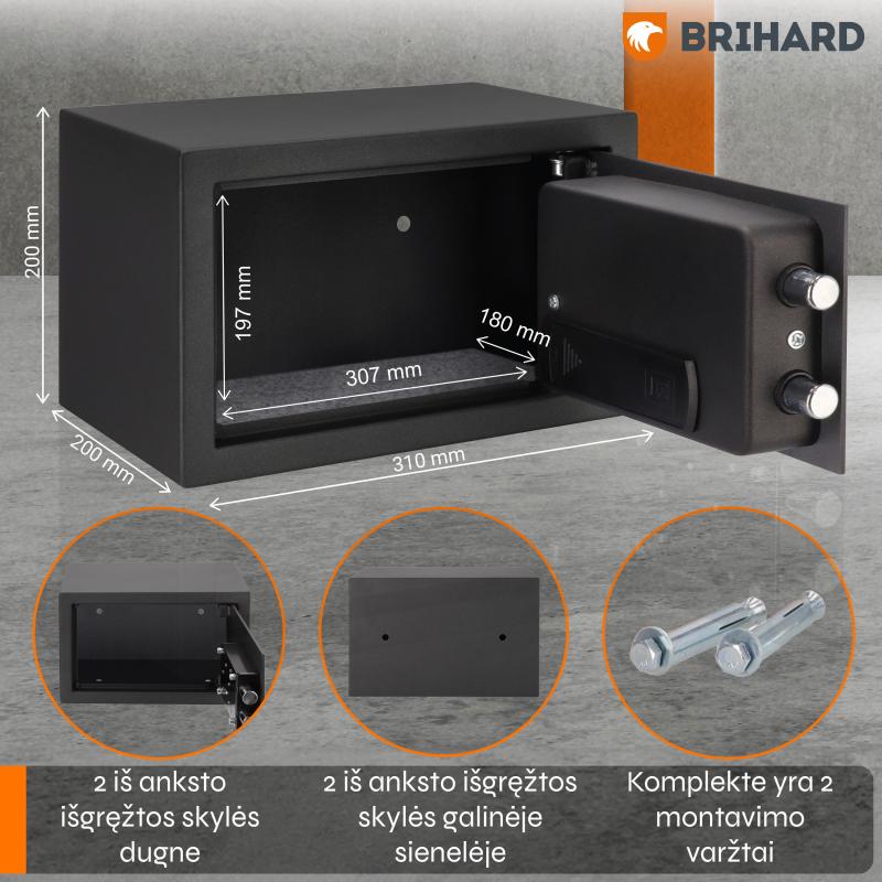 Brihard Home LED E Black Pearl Mēbeļu seifs