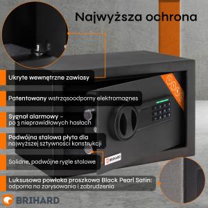 Brihard Home LED E Black Pearl Mēbeļu seifs