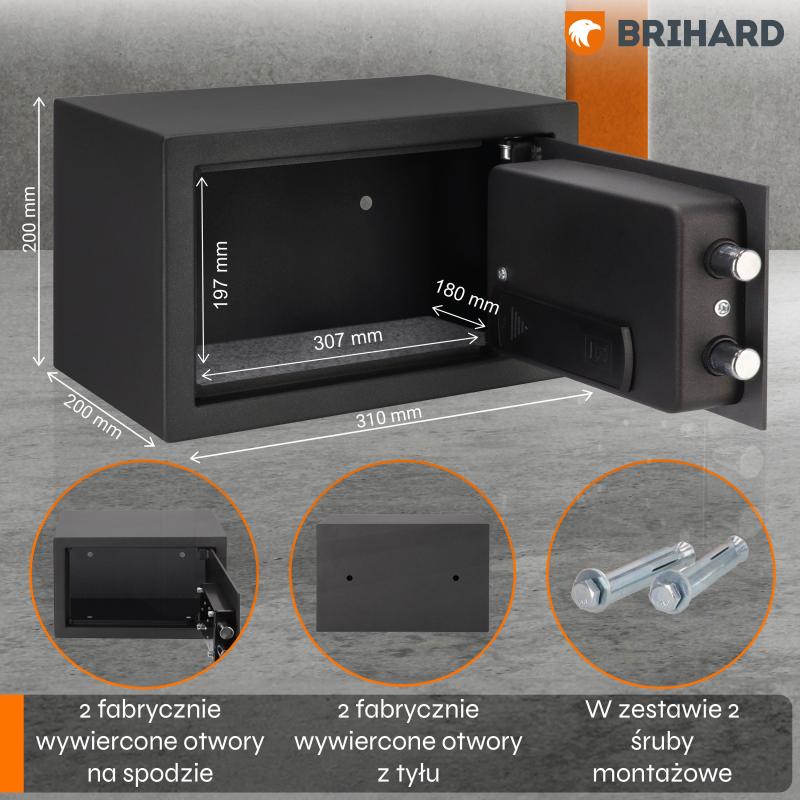 Brihard Home LED E Black Pearl Mēbeļu seifs